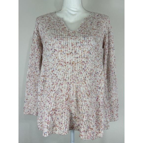 NIC+ZOE Speckled V Neck Sweater in Cream Multi Size Small (4/6) - Picture 1 of 12